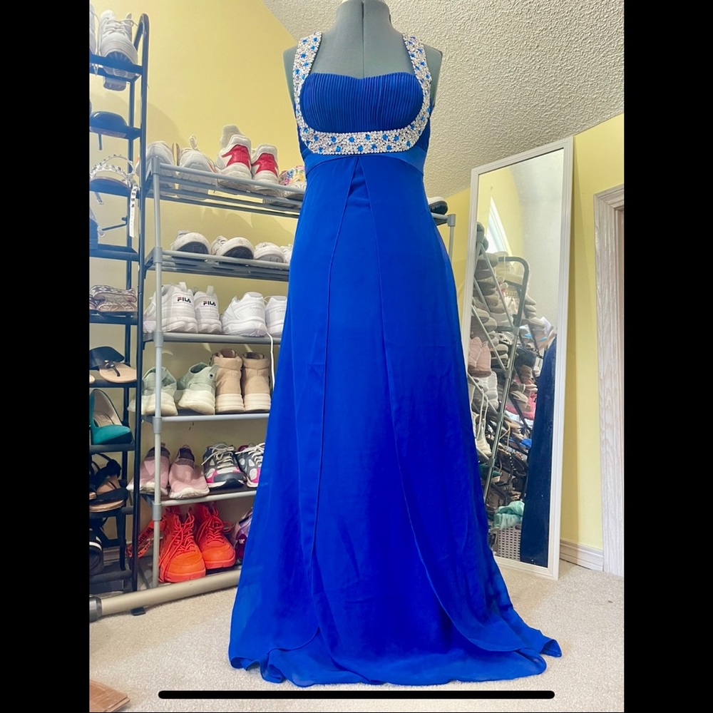 Bridgerton inspired ball gown dress royal blue handmade